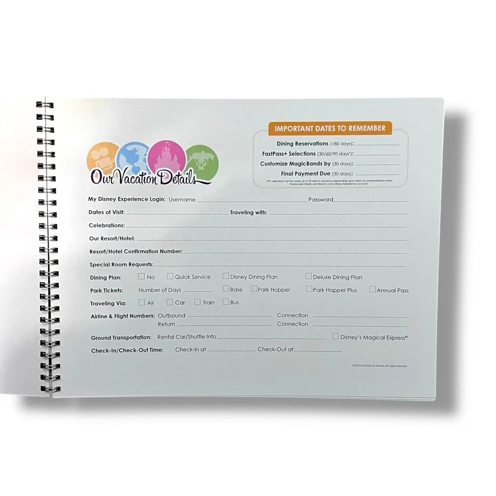 RARE Disney Vacation Planner for Walt DisneyWorld Planning WDW Trip GuideAgenda‎